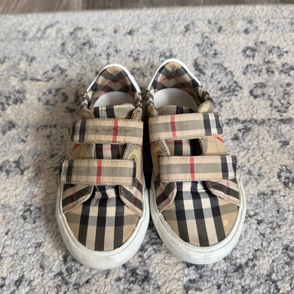 Burberry Kids Plaid Velcro Sneakers